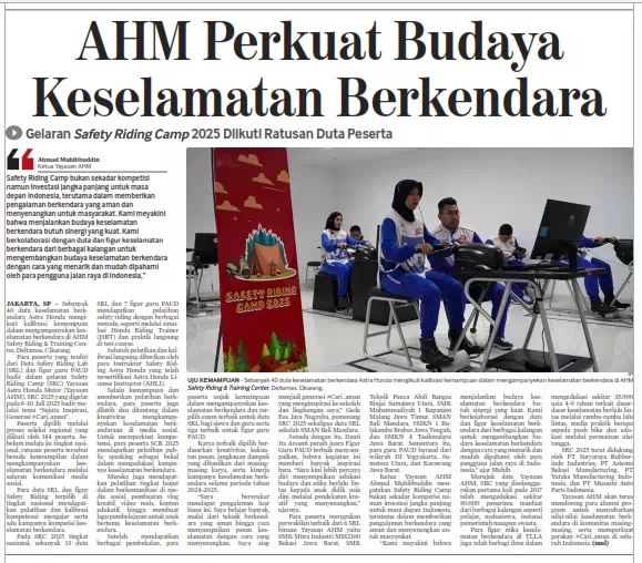 AHM Perkuat Budaya Keselamatan Berkendara, Gelaran Safety Riding Camp 2025 Diikuti Ratusan Duta Peserta