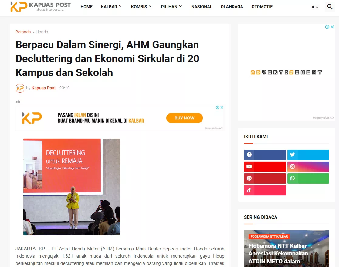 Berpacu Dalam Sinergi, AHM Gaungkan Decluttering dan Ekonomi Sirkular di 20 Kampus dan Sekolah