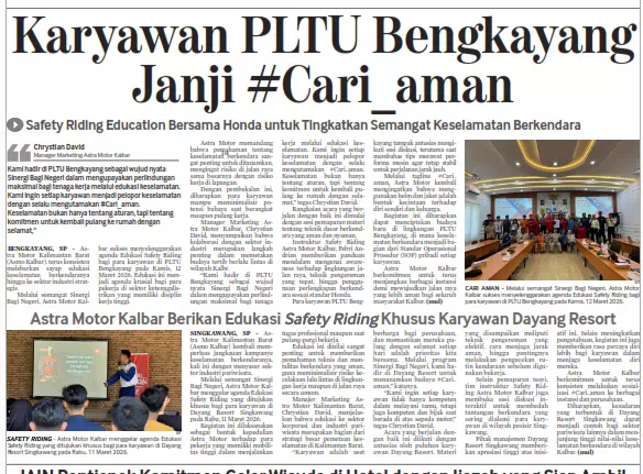 Astra Motor Kalbar Berikan Edukasi Safety Riding Khusus Karyawan Dayang Resort