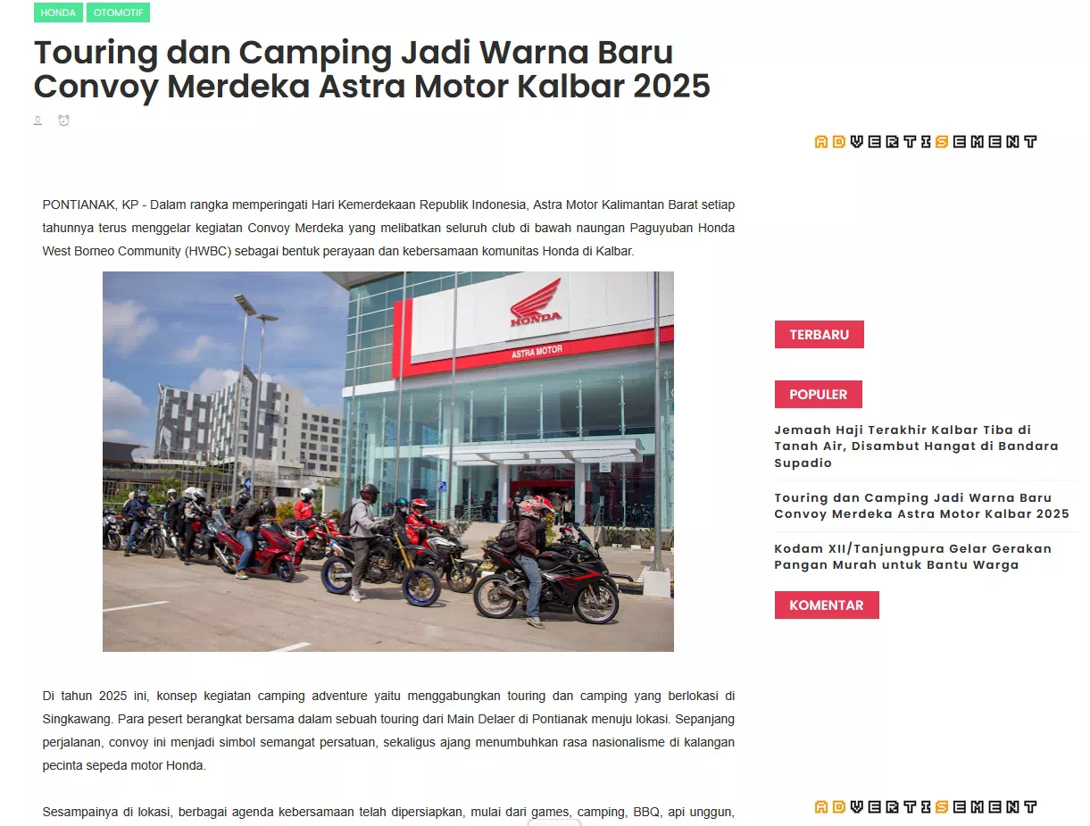 Touring dan Camping Jadi Warna Baru Convoy Merdeka Astra Motor Kalbar 2025