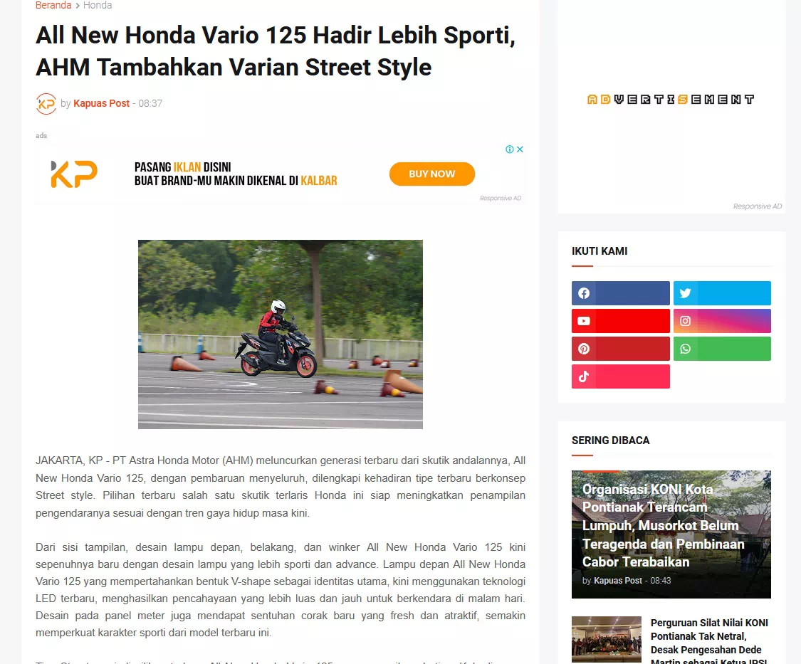 All New Honda Vario 125 Hadir Lebih Sporti, AHM Tambahkan Varian Street Style