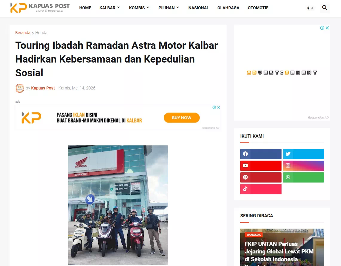 Touring Ibadah Ramadan Astra Motor Kalbar Hadirkan Kebersamaan dan Kepedulian Sosial