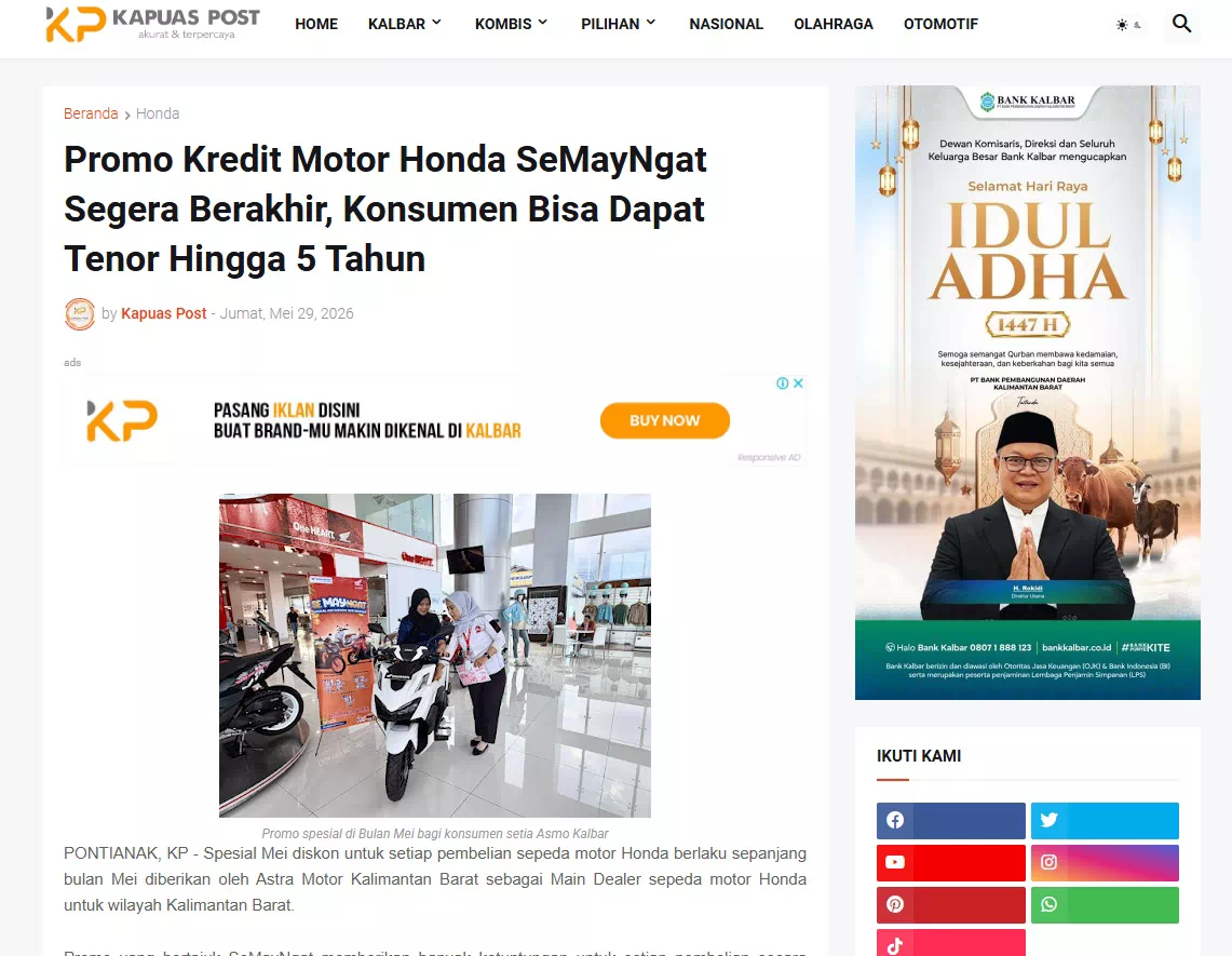 Promo Kredit Motor Honda SeMayNgat Segera Berakhir, Konsumen Bisa Dapat Tenor Hingga 5 Tahun