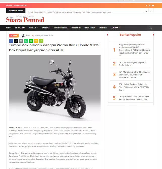 Tampil Makin Ikonik dengan Warna Baru, Honda ST125 Dax Dapat Penyegaran dari AHM