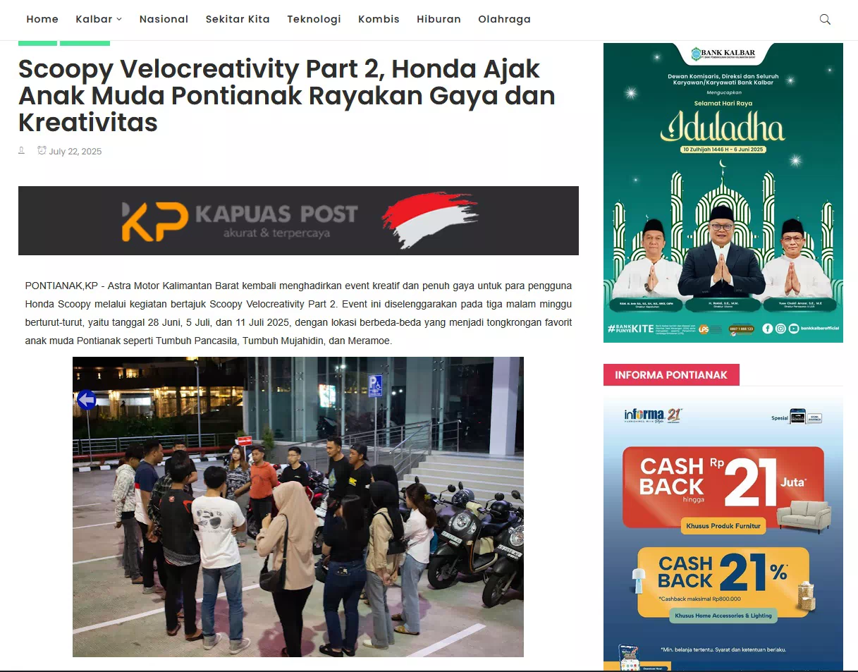 Scoopy Velocreativity Part 2, Honda Ajak Anak Muda Pontianak Rayakan Gaya dan Kreativitas