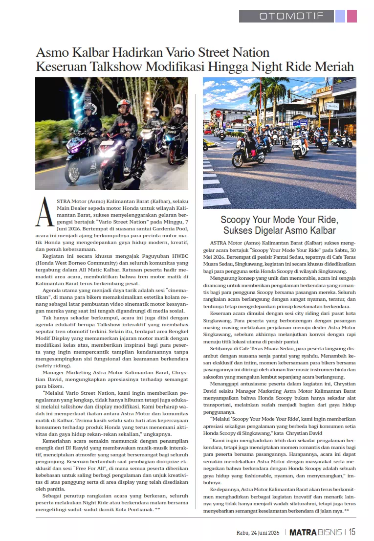 Scoopy Your Mode Your Ride, Sukses Digelar Asmo Kalbar