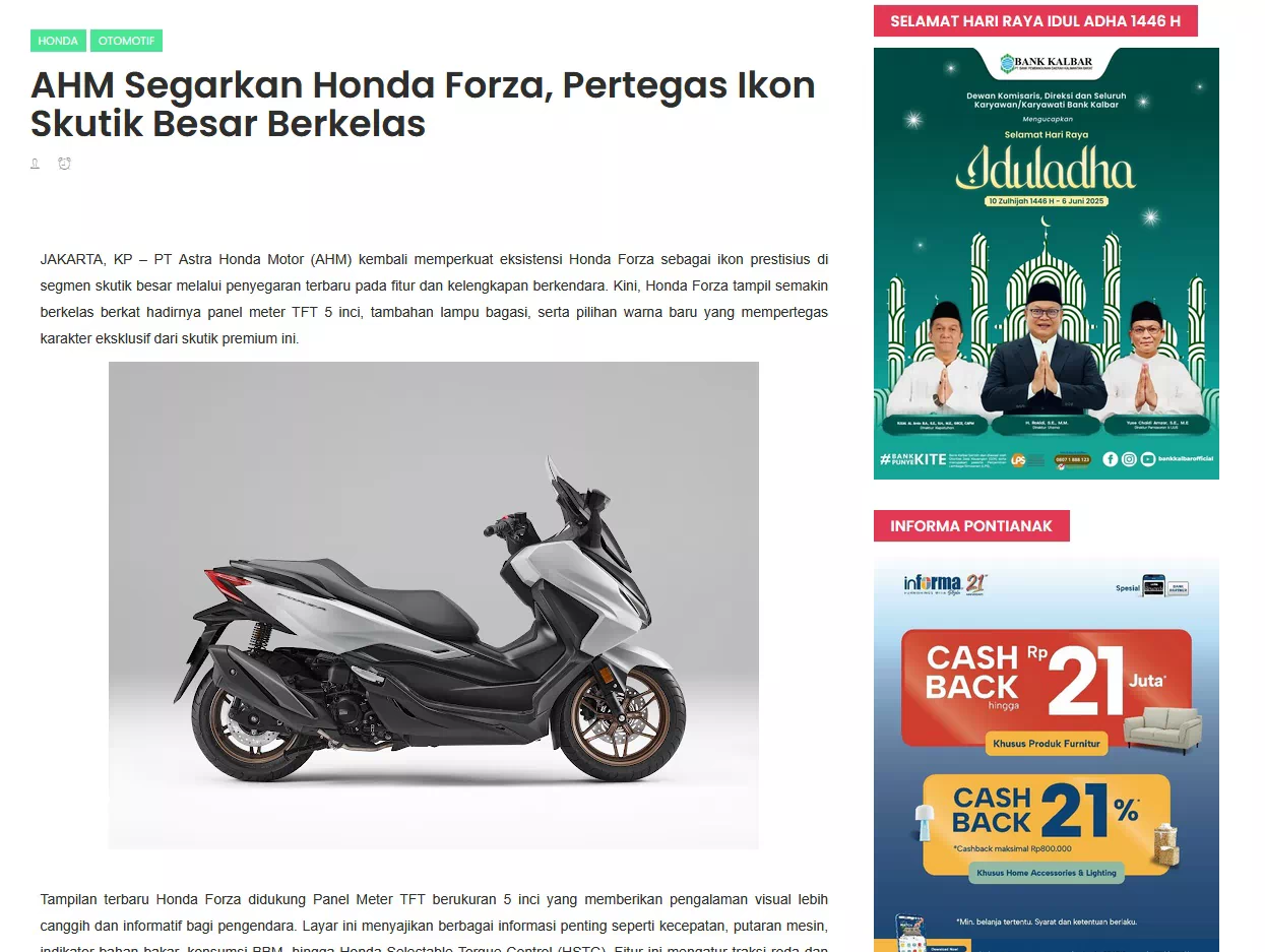 AHM Segarkan Honda Forza, Pertegas Ikon Skutik Besar Berkelas