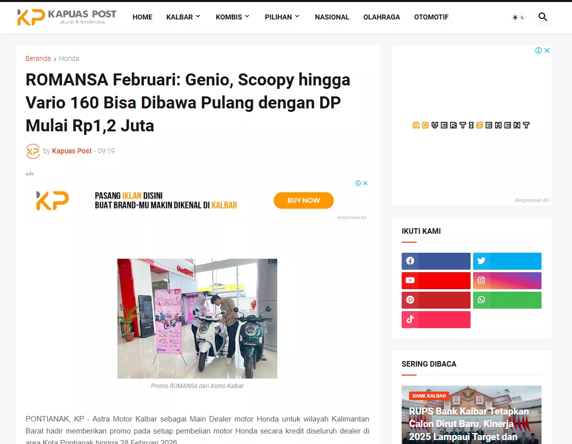 ROMANSA Februari: Genio, Scoopy hingga Vario 160 Bisa Dibawa Pulang dengan DP Mulai Rp1,2 Juta