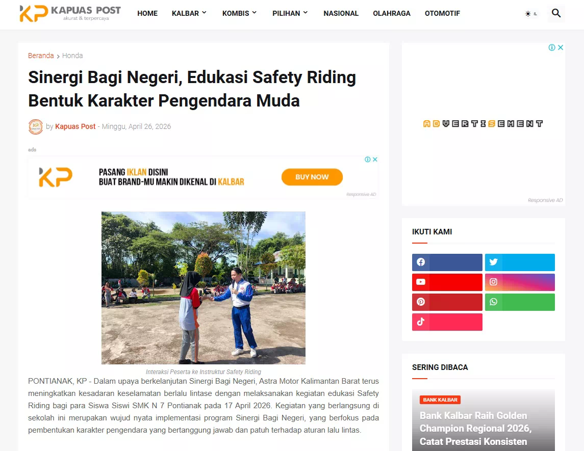 Sinergi Bagi Negeri, Edukasi Safety Riding Bentuk Karakter Pengendara Muda