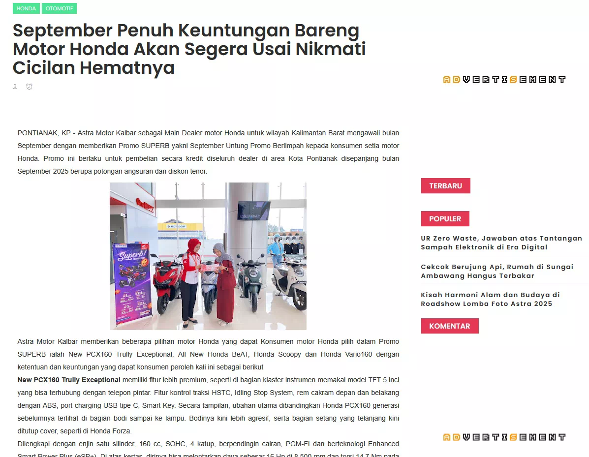 September Penuh Keuntungan Bareng Motor Honda Akan Segera Usai Nikmati Cicilan Hematnya