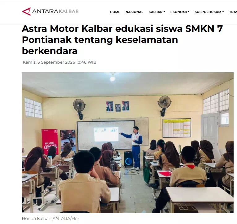 Astra Motor Kalbar edukasi siswa SMKN 7 Pontianak tentang keselamatan berkendara