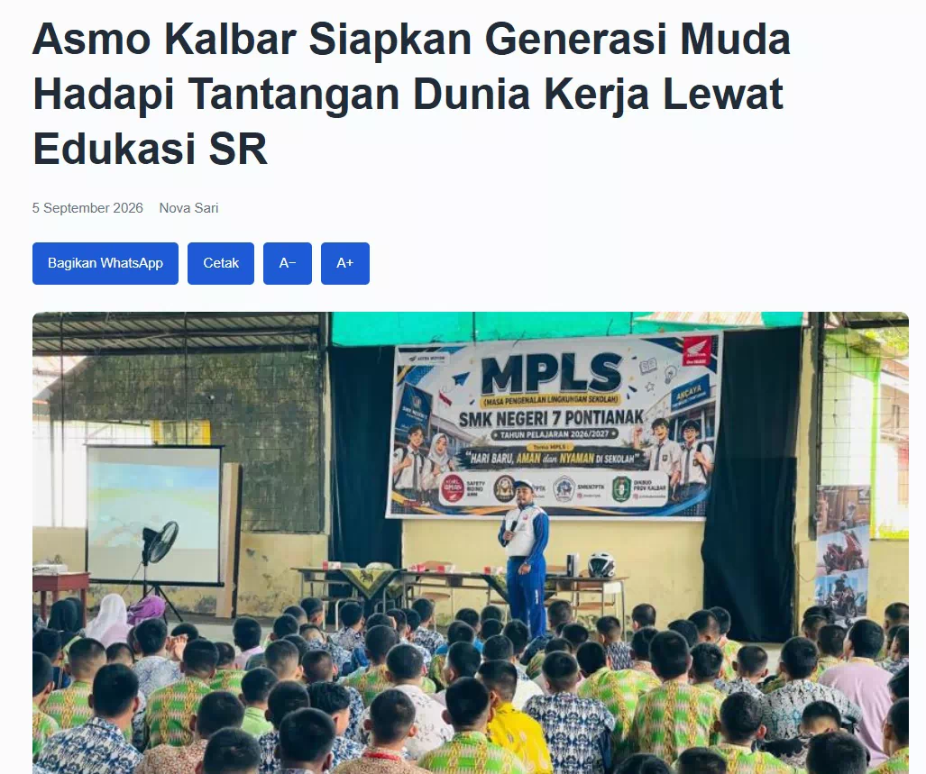 Asmo Kalbar Siapkan Generasi Muda Hadapi Tantangan Dunia Kerja Lewat Edukasi SR