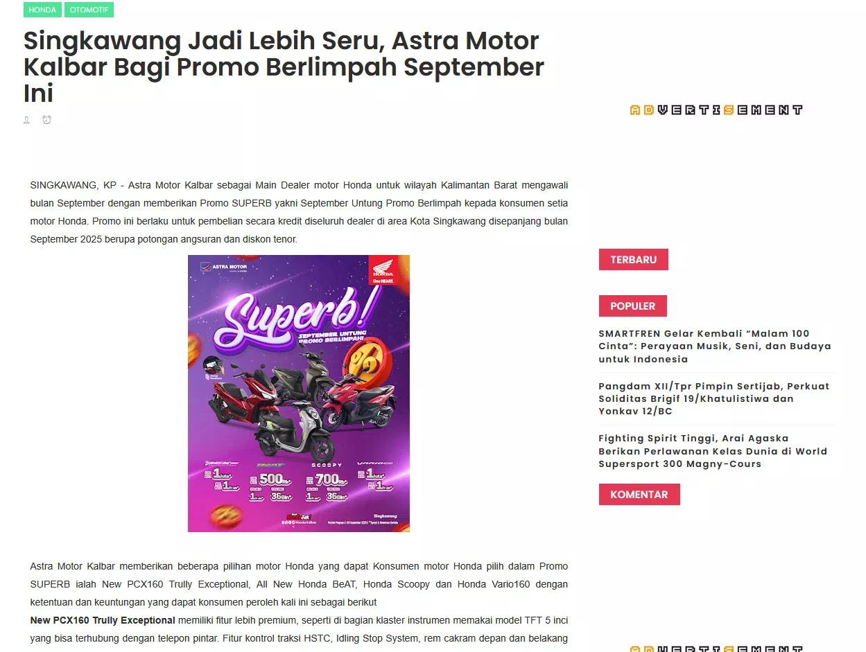 Singkawang Jadi Lebih Seru, Astra Motor Kalbar Bagi Promo Berlimpah September Ini