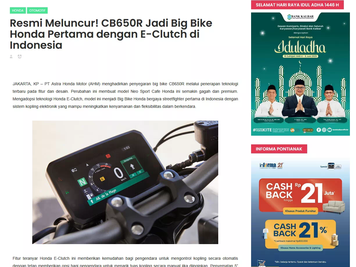 Resmi Meluncur! CB650R Jadi Big Bike Honda Pertama dengan E-Clutch di Indonesia