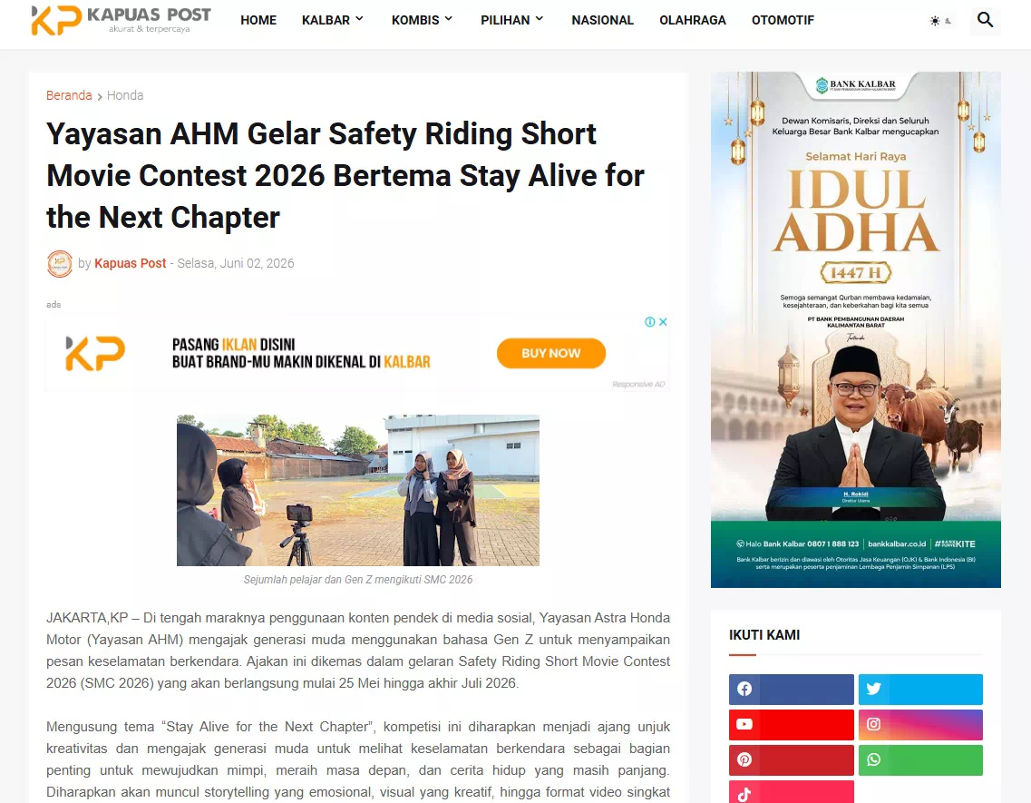 Yayasan AHM Gelar Safety Riding Short Movie Contest 2026 Bertema Stay Alive for the Next Chapter