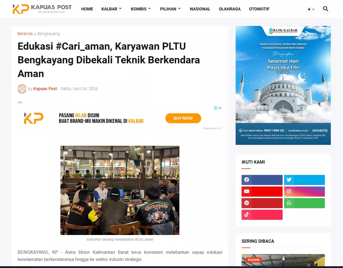 Edukasi #Cari_aman, Karyawan PLTU Bengkayang Dibekali Teknik Berkendara Aman