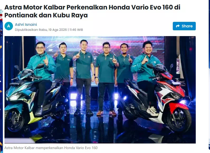 Astra Motor Kalbar Perkenalkan Honda Vario Evo 160 di Pontianak dan Kubu Raya