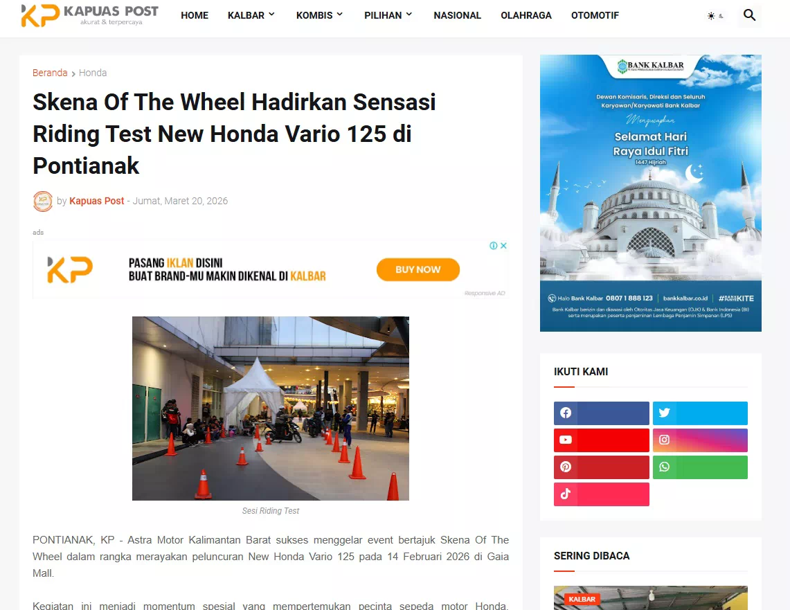 Skena Of The Wheel Hadirkan Sensasi Riding Test New Honda Vario 125 di Pontianak