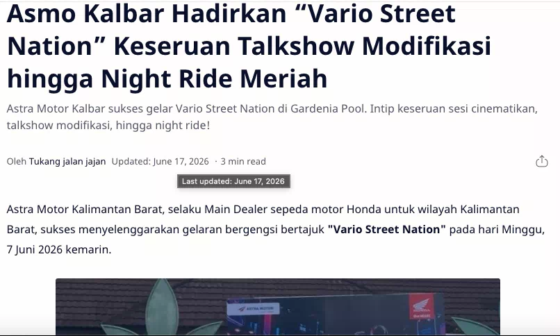 Asmo Kalbar Hadirkan “Vario Street Nation” Keseruan Talkshow Modifikasi hingga Night Ride Meriah