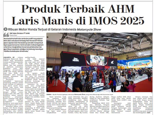 Produk Terbaik AHM Laris Manis di IMOS 2025, Ribuan Motor Honda Terjual di Gelaran Indonesia Motorcycle Show