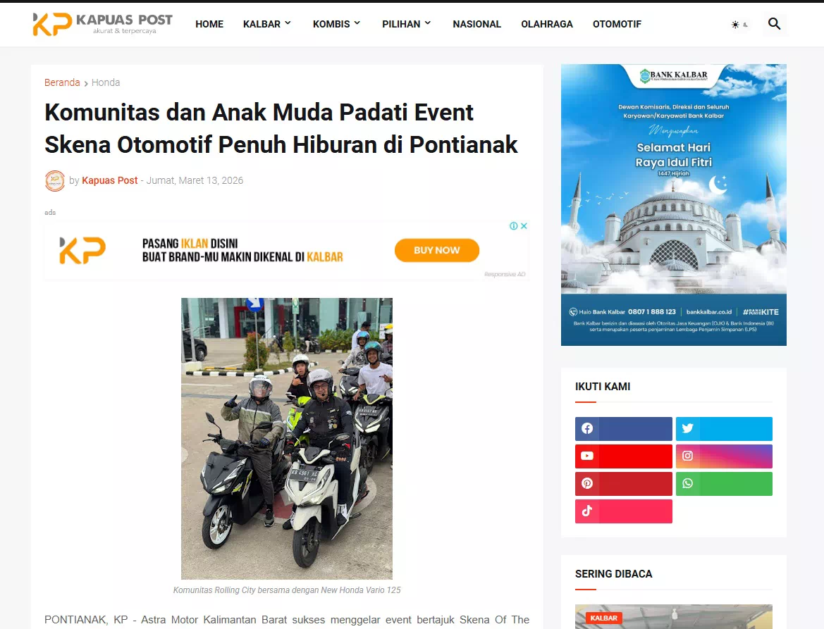 Komunitas dan Anak Muda Padati Event Skena Otomotif Penuh Hiburan di Pontianak