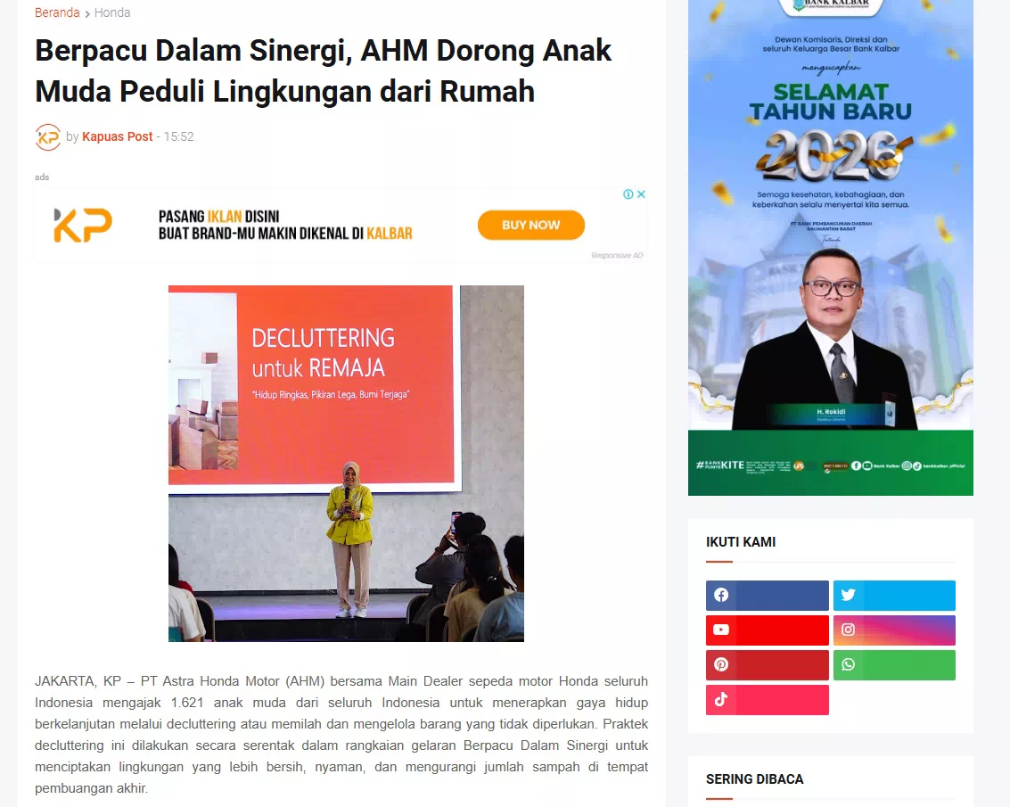 Berpacu Dalam Sinergi, AHM Dorong Anak Muda Peduli Lingkungan dari Rumah
