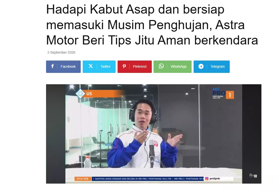 Hadapi Kabut Asap dan bersiap memasuki Musim Penghujan, Astra Motor Beri Tips Jitu Aman berkendara