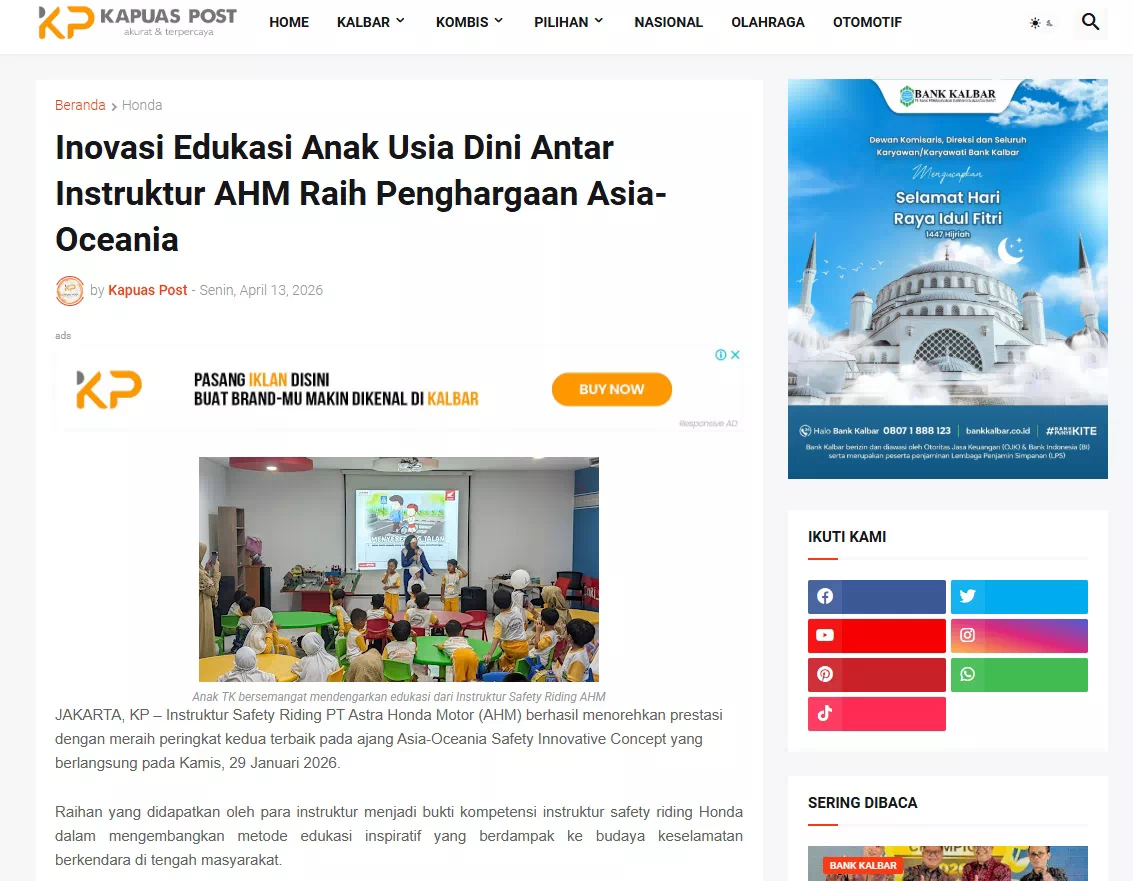 Inovasi Edukasi Anak Usia Dini Antar Instruktur AHM Raih Penghargaan Asia-Oceania