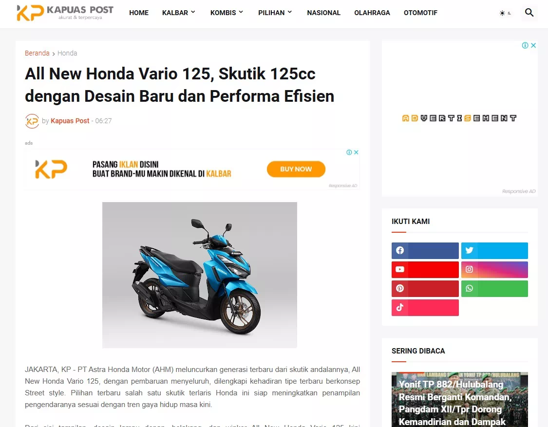 All New Honda Vario 125, Skutik 125cc dengan Desain Baru dan Performa Efisien