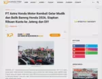 PT Astra Honda Motor Kembali Gelar Mudik dan Balik Bareng Honda 2026, Siapkan Ribuan Kuota ke Jateng dan DIY