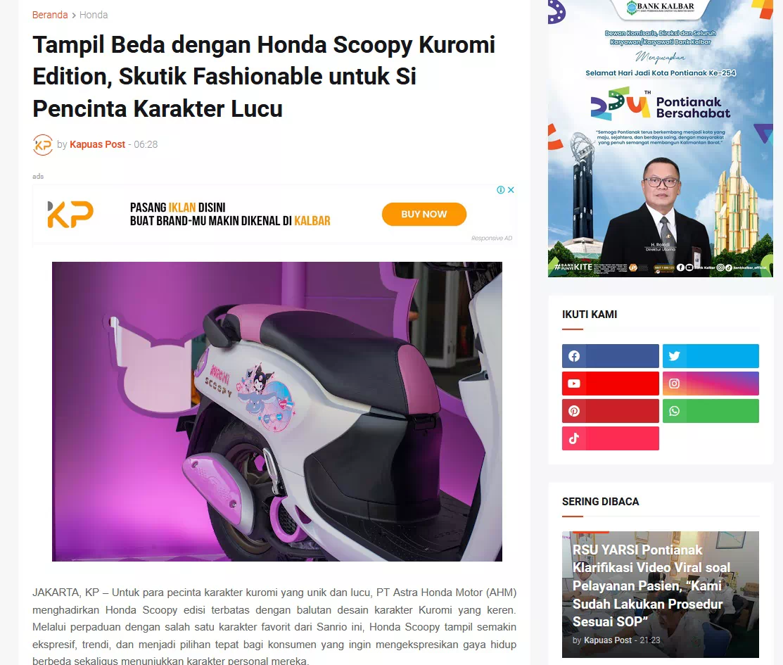 Tampil Beda dengan Honda Scoopy Kuromi Edition, Skutik Fashionable untuk Si Pencinta Karakter Lucu