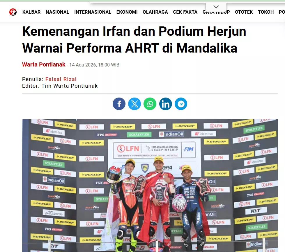 Kemenangan Irfan dan Podium Herjun Warnai Performa AHRT di Mandalika