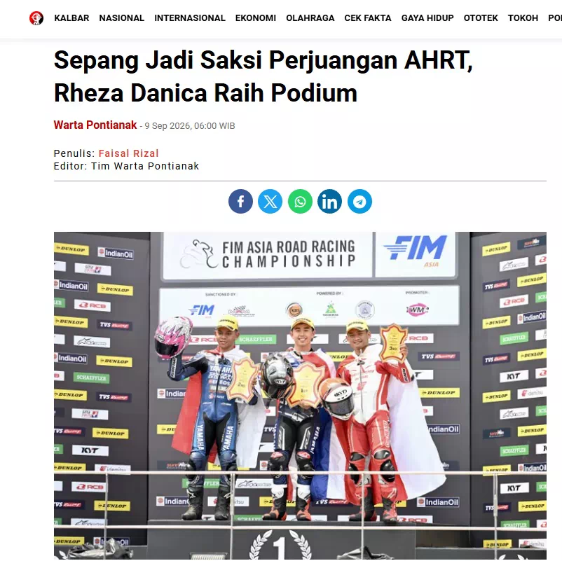 Sepang Jadi Saksi Perjuangan AHRT, Rheza Danica Raih Podium