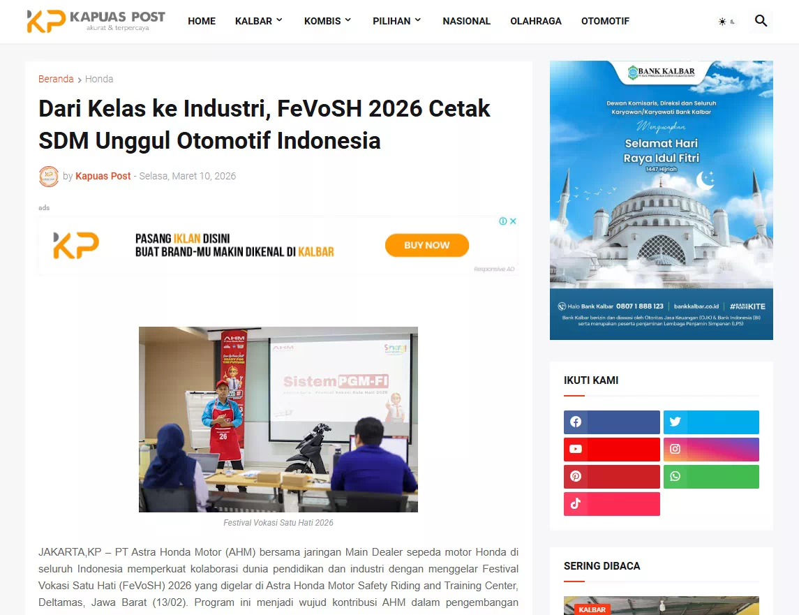 Dari Kelas ke Industri, FeVoSH 2026 Cetak SDM Unggul Otomotif Indonesia
