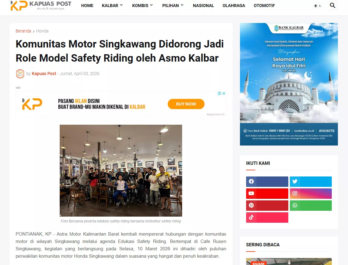 Komunitas Motor Singkawang Didorong Jadi Role Model Safety Riding oleh Asmo Kalbar
