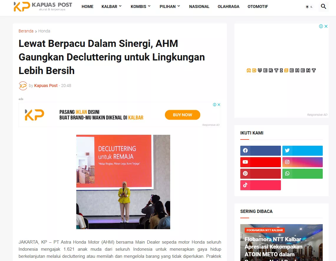 Lewat Berpacu Dalam Sinergi, AHM Gaungkan Decluttering untuk Lingkungan Lebih Bersih
