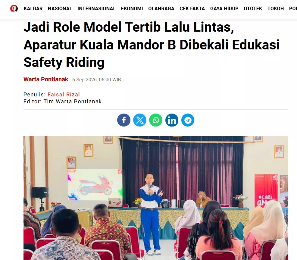 Jadi Role Model Tertib Lalu Lintas, Aparatur Kuala Mandor B Dibekali Edukasi Safety Riding