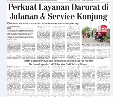 AHM Berbagi Wawasan Teknologi Sepeda Motor Honda Terbaru kepada 1.462 Pelajar SMK Mitra Binaan