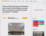 Suasana edukasi keselamatan berkendara saat Instruktur Safety Riding Astra Motor Kalbar memberikan pembekalan kepada siswa SMK N 7 Pontianak.