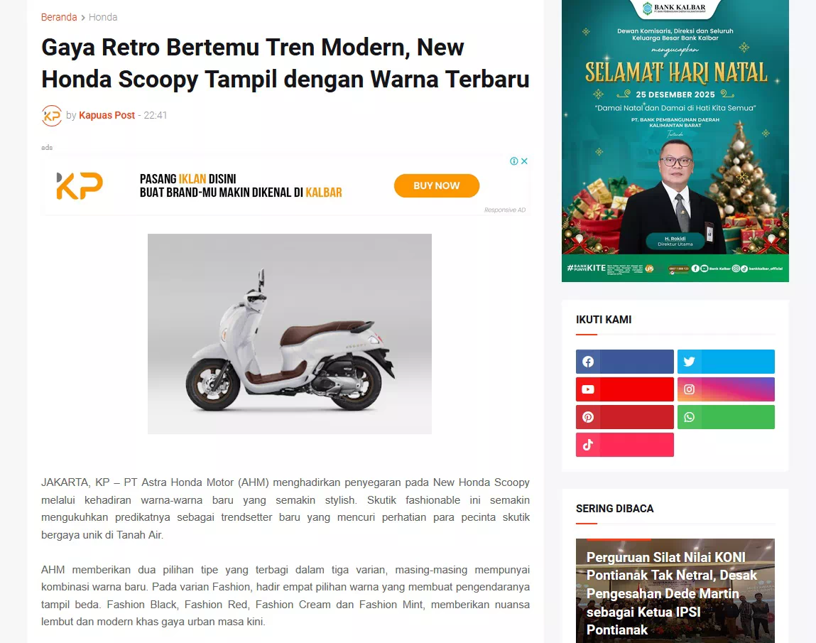 Gaya Retro Bertemu Tren Modern, New Honda Scoopy Tampil dengan Warna Terbaru