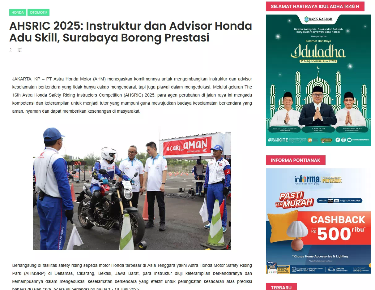AHSRIC 2025: Instruktur dan Advisor Honda Adu Skill, Surabaya Borong Prestasi