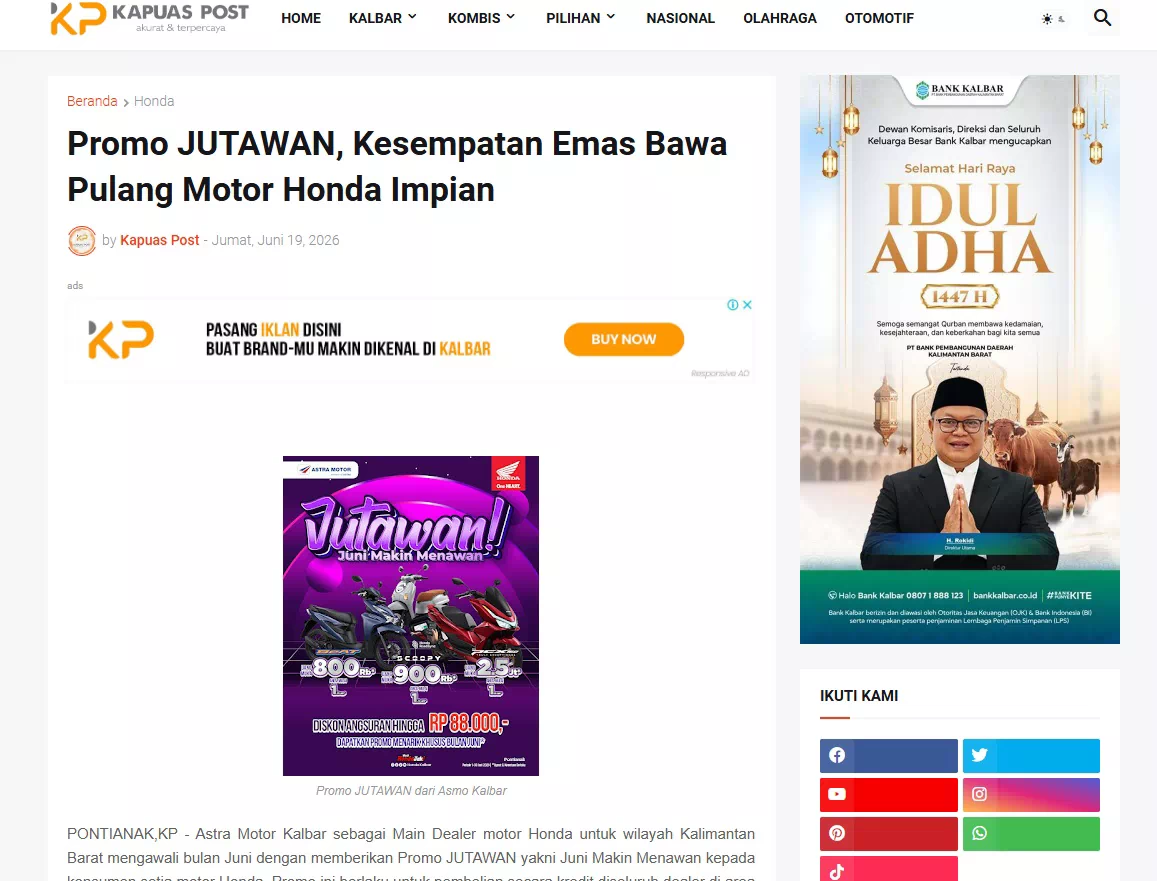 Promo JUTAWAN, Kesempatan Emas Bawa Pulang Motor Honda Impian