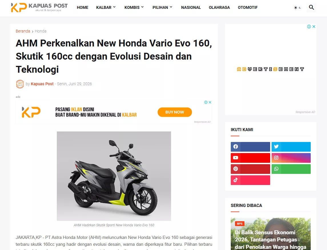 AHM Perkenalkan New Honda Vario Evo 160, Skutik 160cc dengan Evolusi Desain dan Teknologi