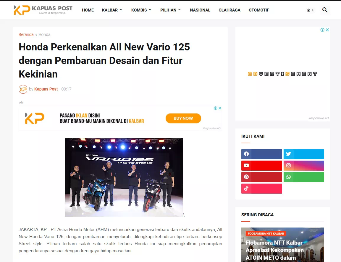 Honda Perkenalkan All New Vario 125 dengan Pembaruan Desain dan Fitur Kekinian