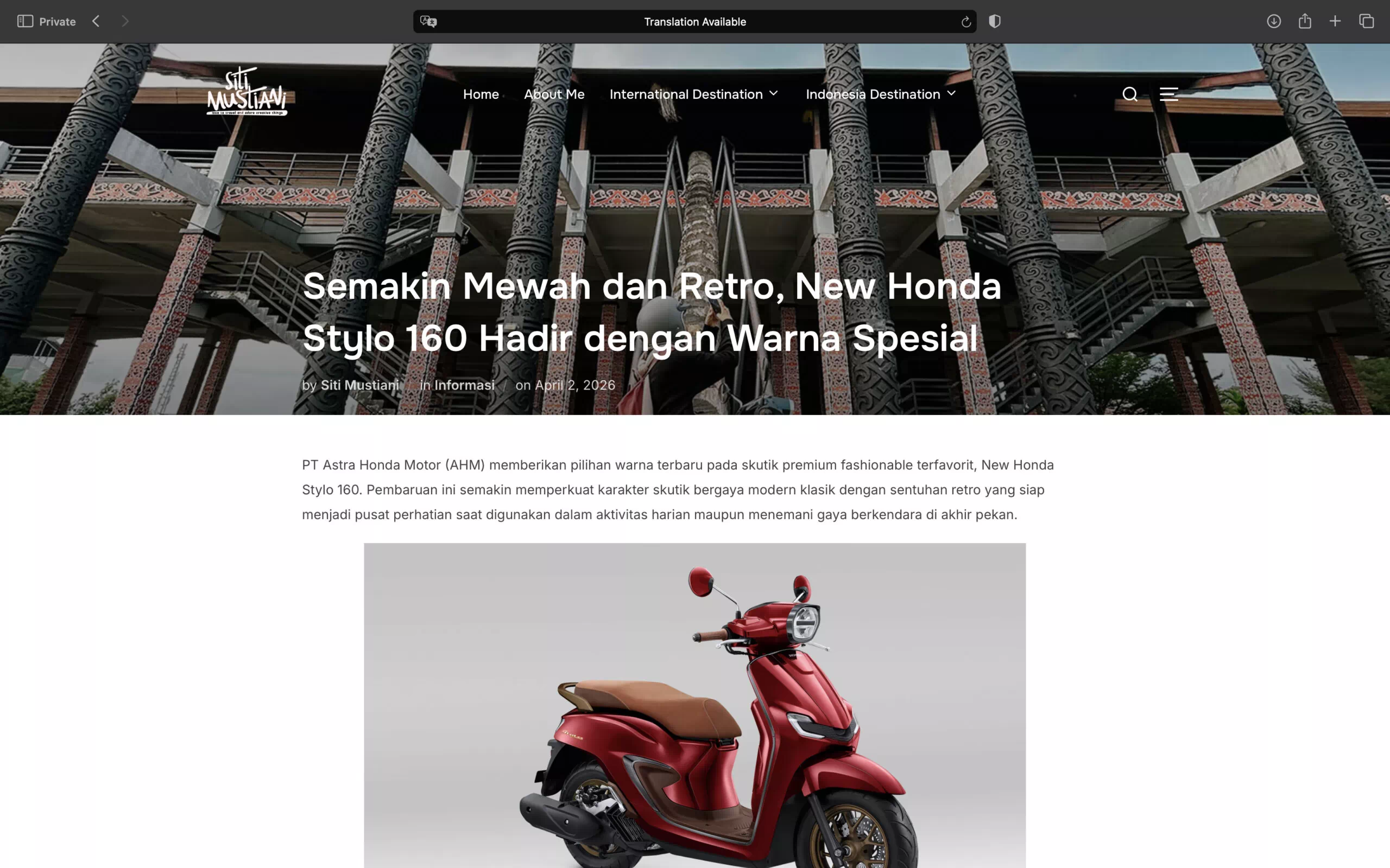 Semakin Mewah dan Retro, New Honda Stylo 160 Hadir dengan Warna Spesial