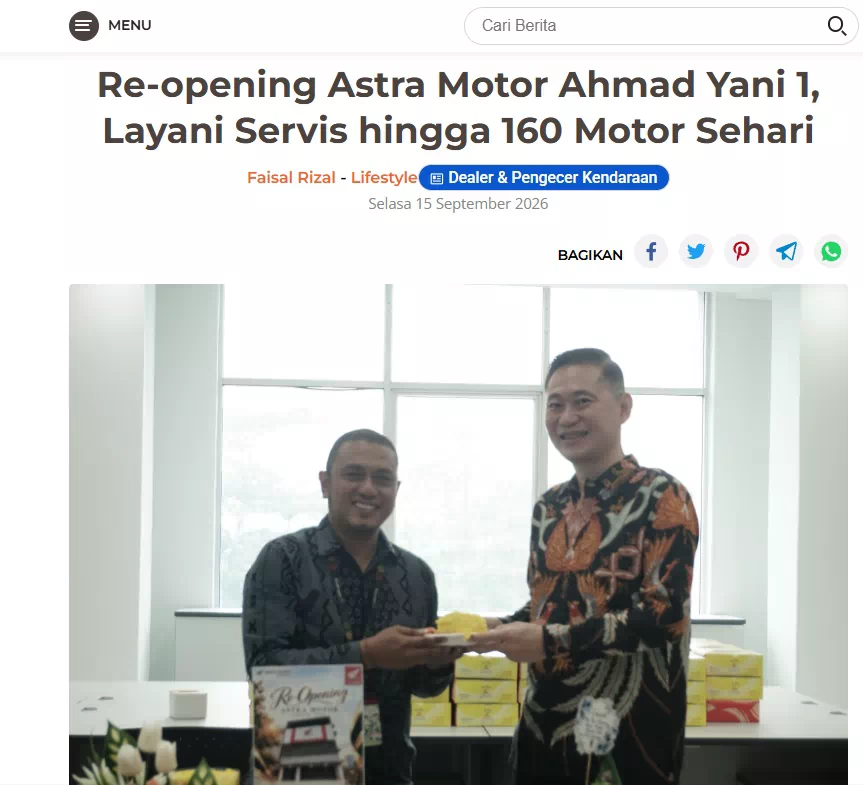 Re-opening Astra Motor Ahmad Yani 1, Layani Servis hingga 160 Motor Sehari
