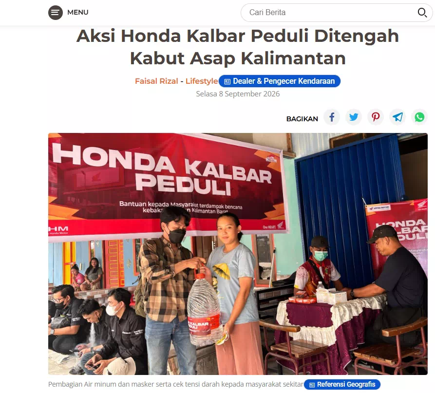 Aksi Honda Kalbar Peduli Ditengah Kabut Asap Kalimantan