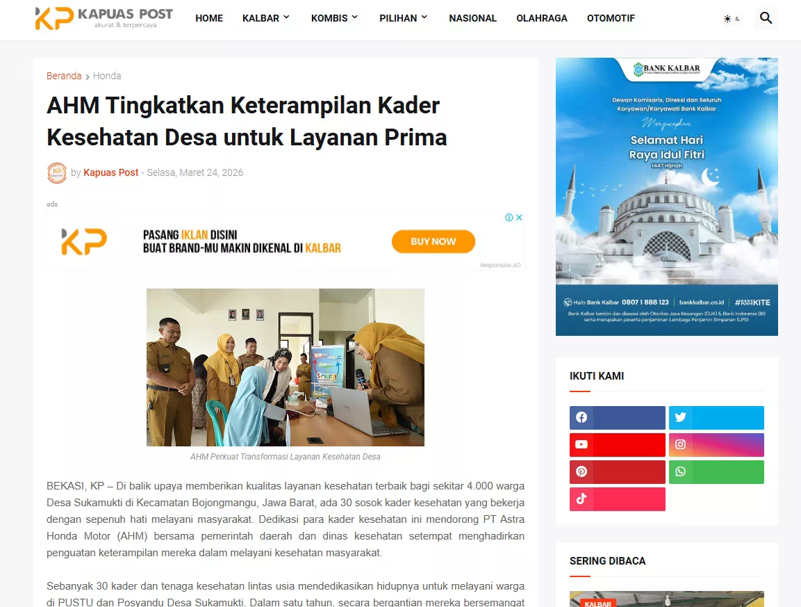 AHM Tingkatkan Keterampilan Kader Kesehatan Desa untuk Layanan Prima
