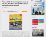 Promo JEDER Honda: Uang Muka Mulai Rp 650 Ribu, Bisa Bawa Pulang Motor Idaman Bagi Konsumen di Sekadau