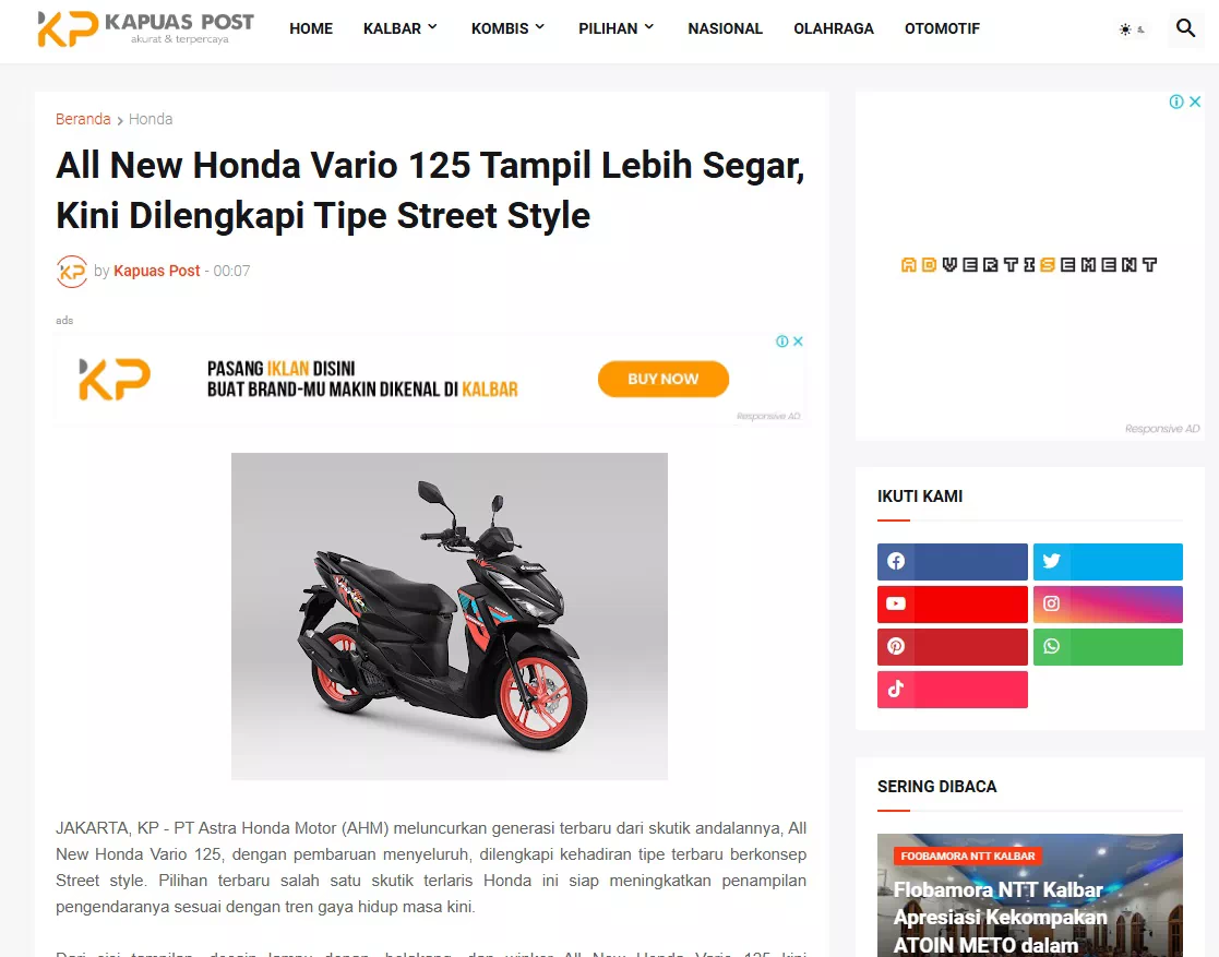 All New Honda Vario 125 Tampil Lebih Segar, Kini Dilengkapi Tipe Street Style